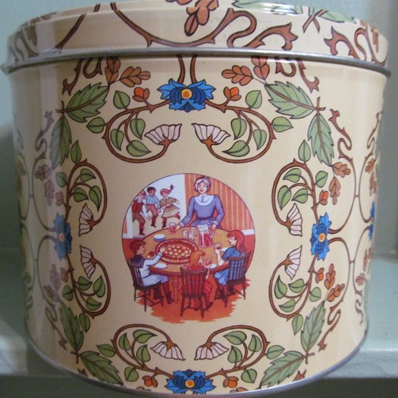 Nyåkers Pepparkakor Swedish Cookie Tin Tan Green Blue Floral - Picture 4 of 15